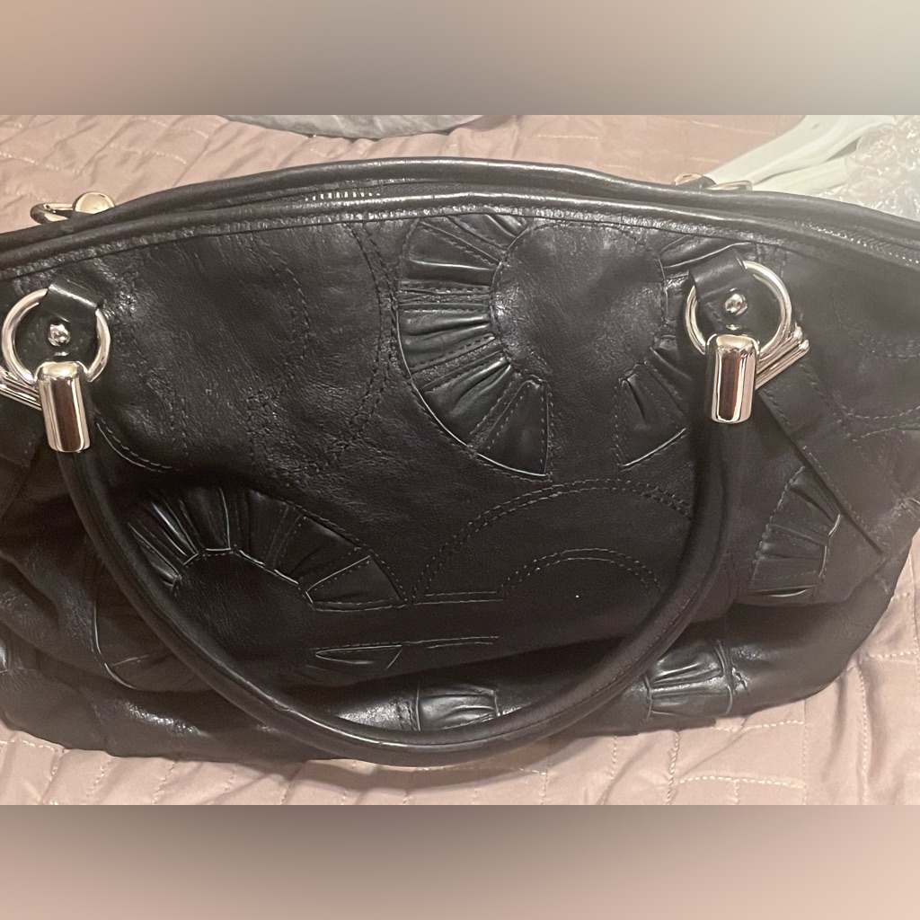 Vintage Coach Madison Sophia Satchel Embellished Black Leather Bag